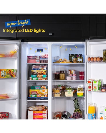 Russell Hobbs RH90AFF201B Slim American Fridge Freezer - Black E Rated