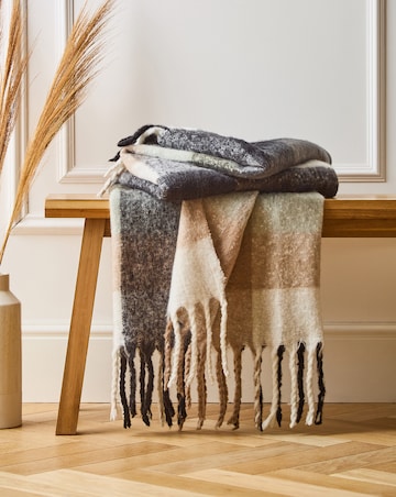 Faux Mohair Checked Throw