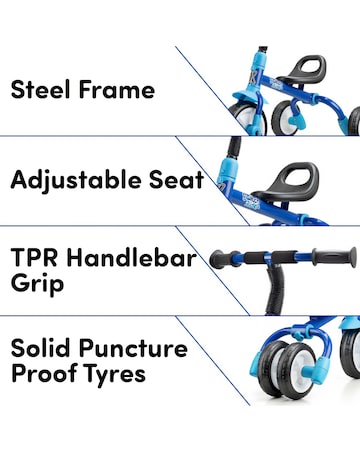 Xootz Switch Rider Folding Balance Bike Trike - Blue