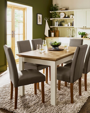 Julipa Ashford Table with 6 Ava Faux Leather Chairs