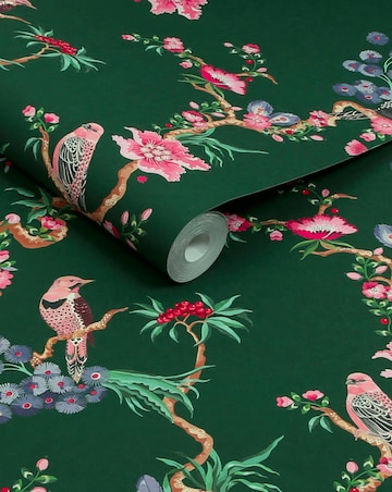 Cath Kidston Birds & Berries Emerald Wallpaper