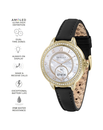 Radley Series 33 AMOLED Black Leather Strap Smart Watch and Bracelet Set