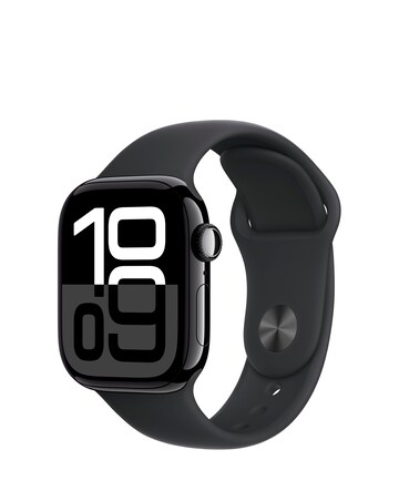 Apple Watch Series 10 GPS 42mm Jet Black Aluminium Case, Black Sport Band - M/L