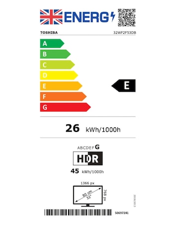 Toshiba 32WF2F53DB 32in Smart VIDAA HD Ready TV with VIDAA Voice