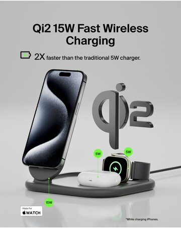 Belkin BoostCharge 3-in-1 Foldable Wireless Charger for Apple Devices - Black