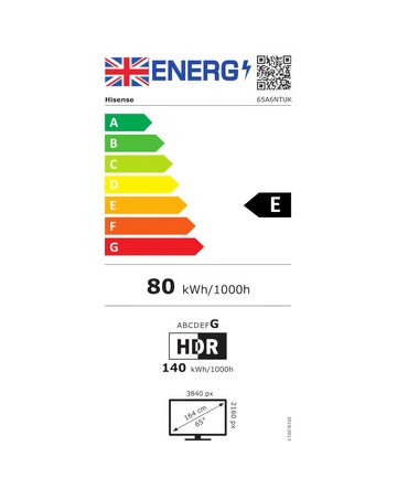 Hisense 65in 65A6NTUK Smart 4K UHD HDR LED TV with Amazon Alexa