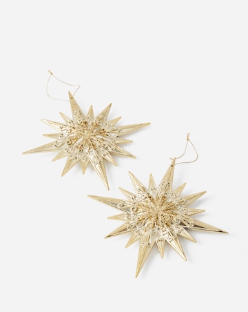 Gisela Graham Glitter Starburst Hanging Decorations - Set of 2
