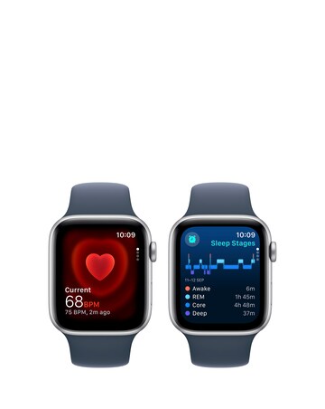 Apple Watch SE GPS 44mm Silver Aluminium Case, Storm Blue Sport Band - M/L