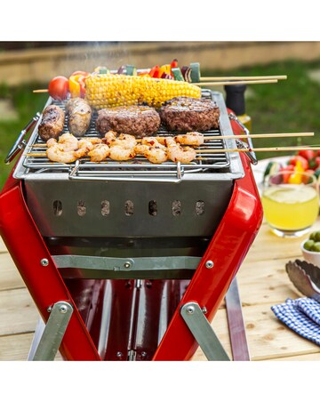 George Foreman Portable Red Briefcase Charcoal BBQ