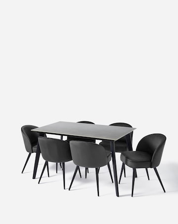 Hale Dining Table with 6 Emilie Velvet Chairs