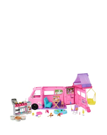 Barbie Dream Camper Playset with Roof Tent, BBQ Grill with Color-Change Feature