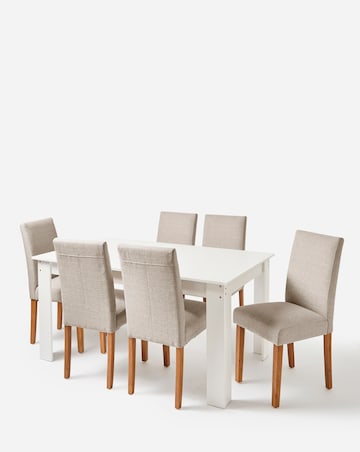 Dakota Large Dining Table with 6 Ava Fabric Chairs