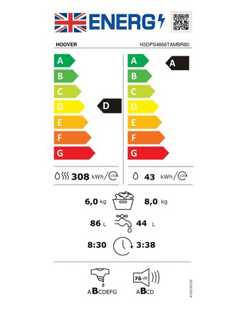 Hoover H-Wash 350 H3DPS4866TAMBR80 8+6kg Washer Dryer