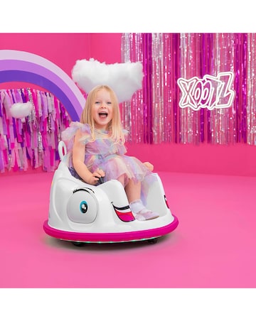 Xootz Kids Electric Unicorn Bumper Car Ride-On - White