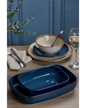 Mason Cash Reactive Glaze Blue Set of 2 Rectangle Oven Dishes