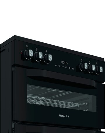 Hotpoint HDD6GDC2B1 60cm Dual Fuel Double Cooker with Glass Lid - Black
