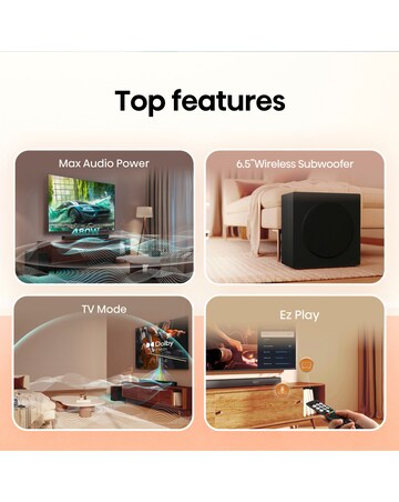 Hisense 75in 75A6NTUK Smart 4K TV with Amazon Alexa and 180W Soundbar Bundle