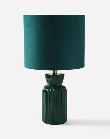 Ribbed Ceramic Table Lamp Emerald