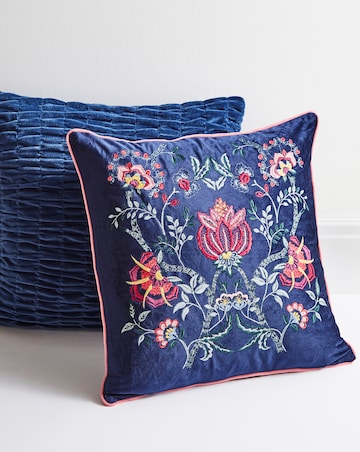 Estelle Embroidered Velvet Cushion