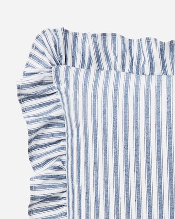 Sylvia Ruffled Stripe Cushion - Blue
