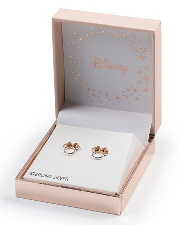 Disney Minnie Mouse Sterling Silver Stud Earrings with Rose Gold Bow