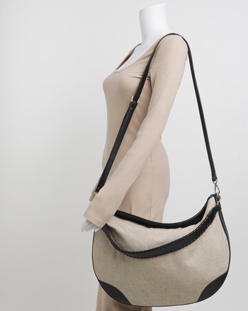 Canvas & PU Mix Shoulder Bag