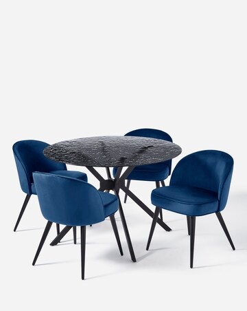 Colton Glass Dining Table with 4 Emilie Velvet Chairs