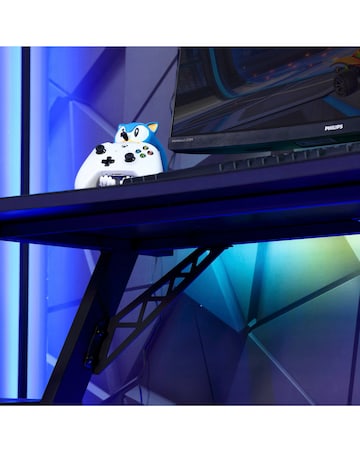 X Rocker Lumio Compact Gaming Desk with LED Lighting - Carbon Black