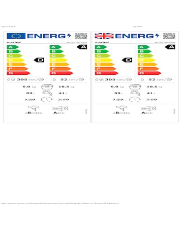 Hisense 5S Series WD5S1045BW 10.5KG Freestanding Washer Dryer - White