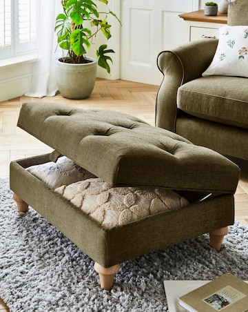 Julipa Colston Chenille Buttoned Storage Footstool