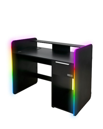 X Rocker Electra Gaming Desk with LED Lighting and Wireless Charging - Black