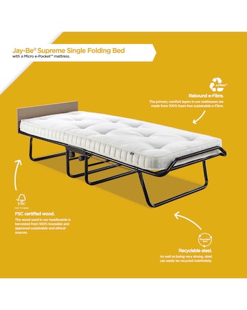 Jay-Be Supreme Automatic Folding Bed with e-Pocket Sprung Mattress - Single