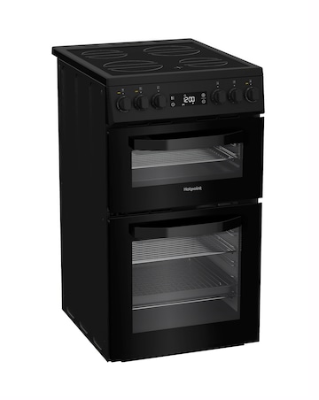 Hotpoint HDE5VDCB 50cm Electric Double Cooker with Ceramic Hob - Black