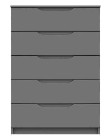 Sorrento High Gloss Assembled 5 Drawer Wide Chest