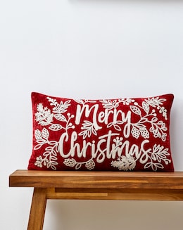 Merry Christmas Embroidered Boudoir Cushion
