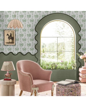 Cath Kidston Ribbon Bow Sage Wallpaper