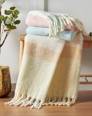 Catherine Lansfield Faux Mohair Check Throw