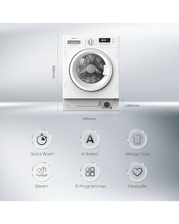 Hisense 3 Series WF3M841BWI Integrated 8kg Washing Machine 1400 rpm White