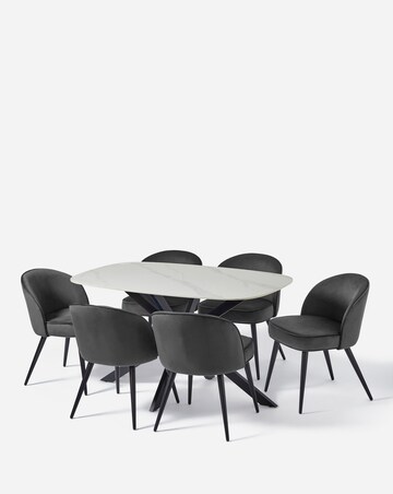 Brock Dining Table with 6 Emilie Velvet Chairs