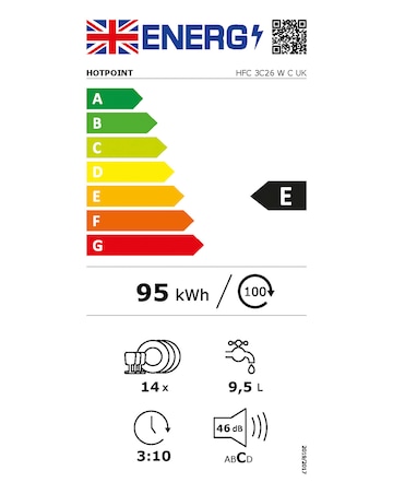 Hotpoint HFC 3C26 W C UK Freestanding 14-place Full-Size Dishwasher - White