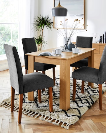Dakota Small Dining Table with 4 Ava Fabric Chairs