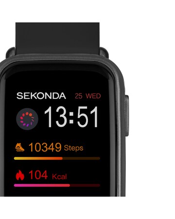 Sekonda Track Smart Watch - Black Plastic Case & Silicone Strap