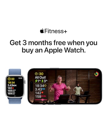 Apple Watch SE GPS 44mm Silver Aluminium Case, Winter Blue Sport Loop