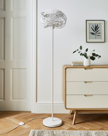 Matte White Fretwork Floor Lamp