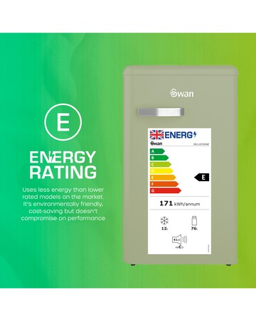 Swan SR11035GNE Retro Under Counter Fridge 90L - Green