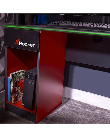 X Rocker Carbon-Tek Desk with Wireless Charging and Neo Fiber LED