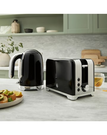 Swan Solace Kitchen Set, 1.7L Kettle, and 930W 2 Slice Toaster - Black