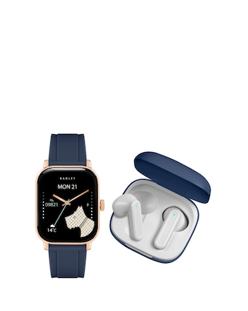 Radley Series 56 Ink Silicone Strap Smart Watch and Wireless Earbuds Bundle