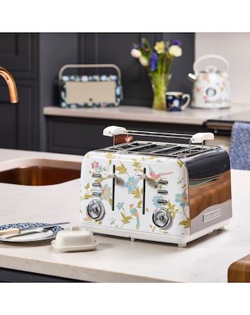 Laura Ashley Elevden White 1.7L Dome Kettle and 4 Slice Toaster Bundle