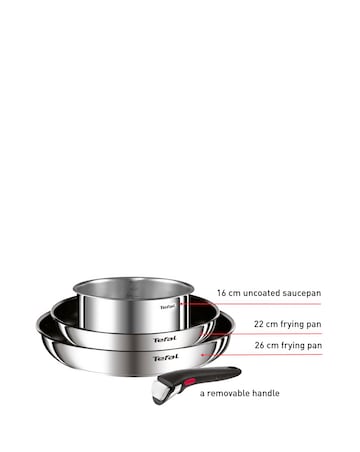Tefal Ingenio Cook Eat 4 Piece Stainless Steel Pan Set